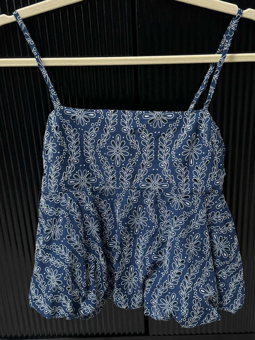 Zara Navy Blue Floral Print Spaghetti Strap Camisole